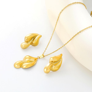 Conjunto de Collar y Pendientes de Lágrima Estilo Europeo Americano, Dorado, Joyería para Uso Diario de Mujer - Product Image 2