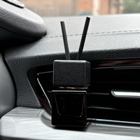 Diffuseur d'air carré en verre noir pour voiture, autocollant, capacité 8 ml, avec bouchon en bois, pour parfum d'intérieur