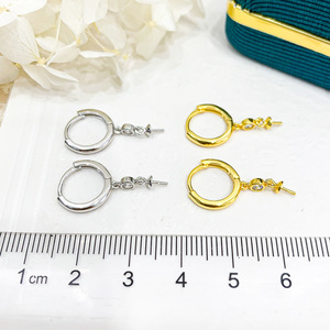 Accessoires en argent S925 pour la création de bijoux, plateau vide avec perles rondes de 8 à 13 mm, bijoux simples pour boucles d'oreilles pendantes tendance 21558 - Product Image 3