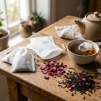 Grands sachets de thé pour bain de bain en non-tissé avec cordon de serrage, sachets filtrants pour thé en vrac, sachets jetables pour infusion de plantes