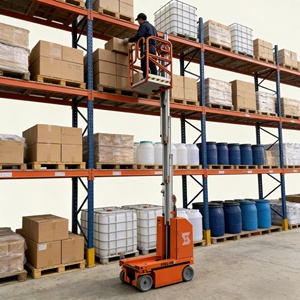 <span class=keywords><strong>Plateforme</strong></span> élévatrice électrique autopropulsée TERLION à mât unique en aluminium avec une hauteur de <span class=keywords><strong>plateforme</strong></span> maximale de 6 m pour les opérations de maintenance en entrepôt - Product Image 1