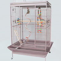 Grande cage de luxe de style villa pour perroquets, en fil d'acier à faible teneur en carbone, cage de reproduction rectangulaire pour perroquets gris avec intérieur spacieux, Chine