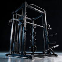 Machine Smith multifonctionnelle à quatre stations avec poulie à câble, fonction Landmine et fonction Dip, robuste pour salle de sport multifonctionnelle