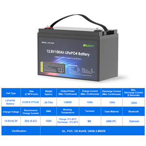 Batería de Litio LFP12100 de 12.8V 100Ah para Uso Marino, de Ciclo Profundo, 12 Voltios, Disponible en Almacén de Polonia, Envío Inmediato - Product Image 1
