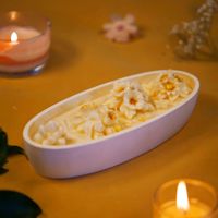 Lilin Aromaterapi Bentuk Perahu, Wangi Bunga, Terbuat Tangan, Klasik Putih, dari Campuran Kedelai, untuk Dekorasi Rumah