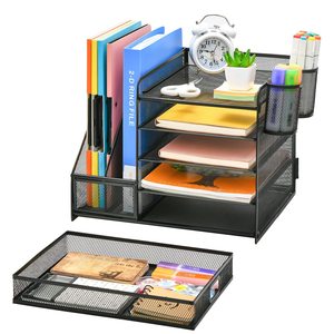 <span class=keywords><strong>Tiroir</strong></span> coulissant DS5566 et porte-stylos pour accessoires de bureau Plateau à lettres en papier à 5 niveaux pour fournitures de bureau Organisateur de bureau en maille - Product Image 1