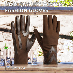 Gants en cuir d'hiver de haute qualité, style uni, pour usage quotidien en extérieur - Product Image 2