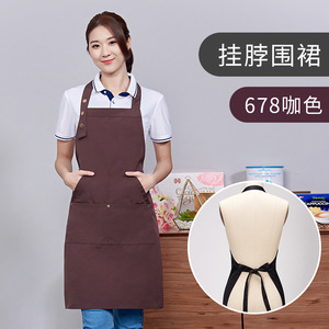 Delantal de lona gruesa ajustable con correa para el cuello, impermeable, a prueba de aceite, unisex, con logotipo personalizable para restaurantes y hoteles - Product Image 5