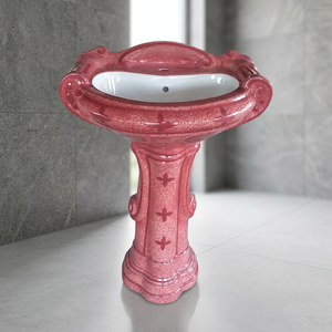 Vasque de salle de bain en granit à surface solide avec piédestal intégral, moderne et autoportante – Offre Spéciale - Product Image 6