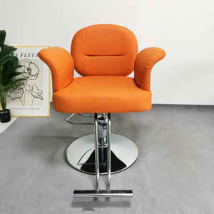 <span class=keywords><strong>Chaise</strong></span> de salon de coiffure moderne avec pompe hydraulique et repose-pieds en acier chromé, mobilier de salon extérieur en métal pour la beauté et le coiffage - Product Image 2
