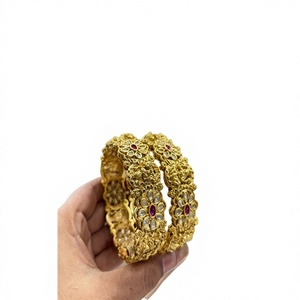 Classy Premium Quality Brass Gold Plated Moissanite Two Set Of Fashion Bangles For Women Wedding Wear Collection - Product Image 2