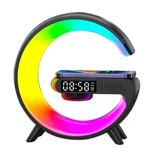 2023 Popular Product 15W Alarm Clock BT Speaker Wireless Charger LED Digital With RGB Night Light For iphone 14 13 12 11 Pro