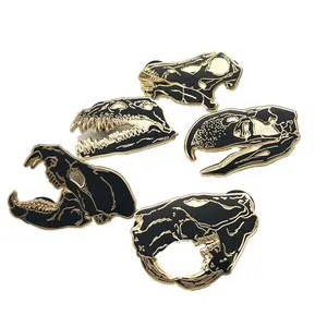 DIY 비즈니스 선물 샌드 블라스트 효과 공룡 화석 금속 옷깃 핀이있는 핀 배지 매입형 금속