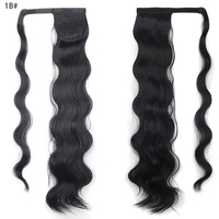 Queue de cheval synthétique à clipser en fibre résistante à la chaleur, extension de cheveux à enrouler avec velcro, longue queue de cheval ondulée