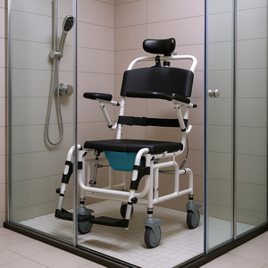 Fauteuil roulant de douche pliable en acier de 17,5 pouces, équipement de sécurité pour salle de bain pour adultes handicapés - Product Image 2