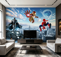 Papier peint mural personnalisé Superhero City, revêtement mural autocollant pour chambre de garçons, salle de jeux, décoration murale pour enfants