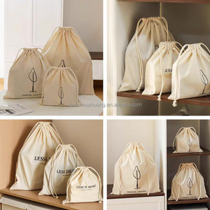 Petite pochette en mousseline de <span class=keywords><strong>coton</strong></span> biologique écologique personnalisée petit sac à cordon en toile calicot blanche avec logo imprimé - Product Image 4