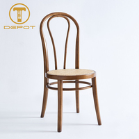 Chaise en bois de chêne en gros, style rétro, en bois courbé, en rotin, chaise à dossier haut