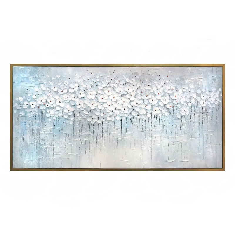 100%High Quality Handmade Paintings For Living Room Wall Beautiful Abstract Flower Oil Painting