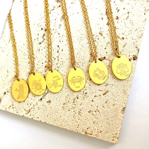 Acero inoxidable 18K chapado en oro patrón personalizado horóscopo 12 Constelaciones colgante collar joyería para mujer - Product Image 2