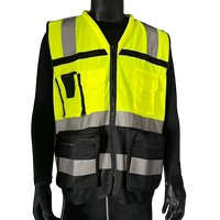 Gilet de sécurité réfléchissant haute visibilité, multi-poches, gilet de travail pour la construction, la patrouille routière, jaune fluorescent noir