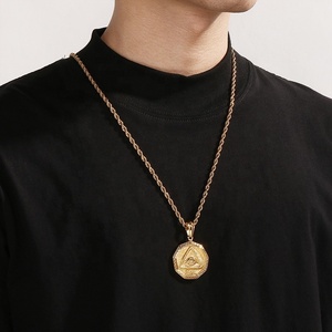 Rétro Punk Style Européen Américain Ancienne Pyramide Égyptienne Pharaon Oeil <span class=keywords><strong>D</strong></span>'<span class=keywords><strong>horus</strong></span> En Acier Inoxydable Hommes Plaque Carrée Pendentif De Fête - Product Image 4