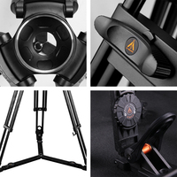 Kit de trépied vidéo professionnel E-IMAGE EG15A2 avec tête fluide à contrepoids à 9 niveaux et trépied en aluminium de 100 mm