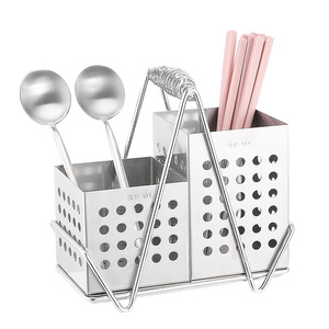 Soporte para palillos de acero inoxidable 304 con escurridor para cucharas y palillos de cocina, tipo rejilla cuadrada, colgante, multiusos - Product Image 1