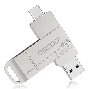 SSD USB Flash Drive 3DTLC USB3.2 dan Gaya Tipe-c Warna Hard Drive Seluler Eksternal 256GB 512GB OSCOO Factory