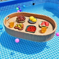 Meubles d'extérieur, panier rond en rotin pour la piscine, servant de plateau flottant pour servir de la nourriture dans la piscine