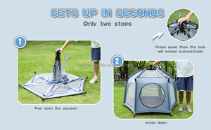 Pet bé playpen với tán xách tay bãi biển Lều Toddler chơi sân trong nhà và ngoài trời có thể gập lại muỗi <span class=keywords><strong>Net</strong></span> cho trẻ sơ sinh - Product Image 5