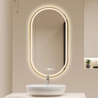 Espejo de Maquillaje Iluminado de Pared Ovalado de Lujo, Espejo de Vanidad LED para Baño, Espejo Inteligente para Salón de Belleza, para Proyectos Hoteleros