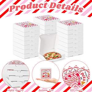 Boîtes à mini-pizzas rouges et blanches pour la Saint-Valentin, boîtes à pizzas blanches avec autocollants pour les cadeaux de fête de Noël, DIY - Product Image 1