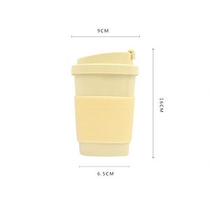 350ml PLA Biodegradable <b>Coffee</b> Mug Leakproof Flip Lid Heat Insulation Silicone Sleeve Eco Travel <b>Cup</b> for Office Outdoor Camping - Product Image 3