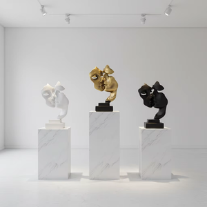 Prix d'usine, décoration moderne pour la maison, <span class=keywords><strong>sculpture</strong></span> en résine, visages d'amoureux, le silence est d'or, figurine de <span class=keywords><strong>couple</strong></span>, statue, ornement, artisanat en résine - Product Image 5