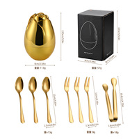 Ensemble de 6 couverts miniatures en acier inoxydable doré rose pour café, desserts, mariage, boîte cadeau de fête, fourchettes et cuillères à œufs de style occidental