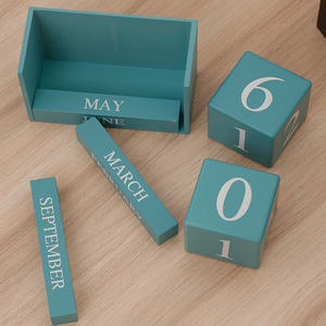 Европейский вечный деревянный календарь в стиле фермерского дома, декоративный, расписанный, настольный, с блоками для отслеживания событий, ежегодный планер, для офиса, для фотографий новорожденных - Product Image 3