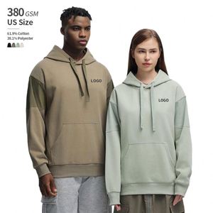 Sudadera con Capucha Unisex de Otoño, 380 Gsm, Mangas con Bloques de Color, Cordón Grueso, Hombros Caídos, 61.9% Algodón, 38.1% Poliéster, con Bolsillo - Product Image 1