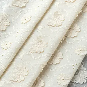 Tela de encaje bordado de mariposa 3D de alta calidad para vestido de novia