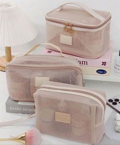 Bolsa de Maquillaje de Viaje de Gran Capacidad, Bolsa de Aseo de Malla Plana Abierta, Bolsa de Cosméticos Transpirable, Organizador de Maquillaje - Product Image 2