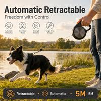 Laisse Rétractable Intelligente Automatique pour Chien, 5M, Résistante aux Chocs, Chaîne Légère en ABS pour Grandes Races, Idéale pour l'Extérieur (Dropshipping)