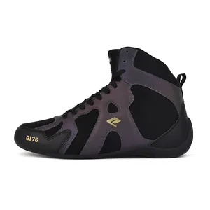QILOO High Quality Men&#39;s Sport Shoes Customized Logo Breathable High Top Youth Boxing Shoes Winter Training Leather/pu MD