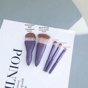 Travel <b>Makeup</b> Brush Set 5 Pcs with Mirror Case Portable <b>Compact</b> <b>Makeup</b> Brushes Soft Powder Blush Eye Brush for Women - Product Image 3