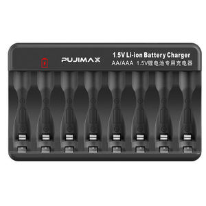 PUJIMAX <span class=keywords><strong>Chargeur</strong></span> de batterie universel 1.5V Li-ion AA AAA Affichage LED <span class=keywords><strong>Chargeur</strong></span> <span class=keywords><strong>hybride</strong></span> 8 emplacements <span class=keywords><strong>Chargeur</strong></span> de batterie <span class=keywords><strong>rechargeable</strong></span> - Product Image 1