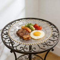 Assiettes jetables modernes en plastique transparent avec bordure perlée dorée, 7'' et 10'', pour fêtes, mariages et événements traiteur