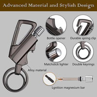 Ouvre-bouteille portable multifonction Rechargeable, bouton en métal, support de briquet à huile ou de gaz, porte-clé avec porte-briquet