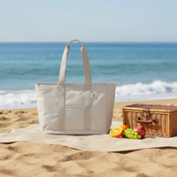 Sac de plage à bandoulière en lin entièrement personnalisé pour femmes avec fermeture ouverte