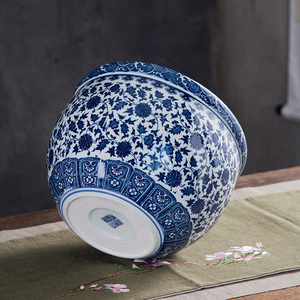 Pot de plantes à fleurs en céramique <span class=keywords><strong>bleu</strong></span> et blanc, table chaude, livraison gratuite - Product Image 4