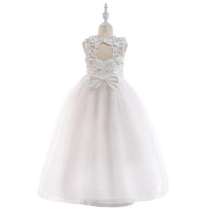 Elegante Vestido de Encaje para Niñas, Vestido de Dama de Honor con Espalda Descubierta y Flores para Boda - Product Image 4