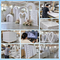 Toile de fond de scène de mariage en acrylique, panneau superposé blanc en forme de vague avec éclairage LED pour la réception, le banquet d'hôtel, la décoration d'événements